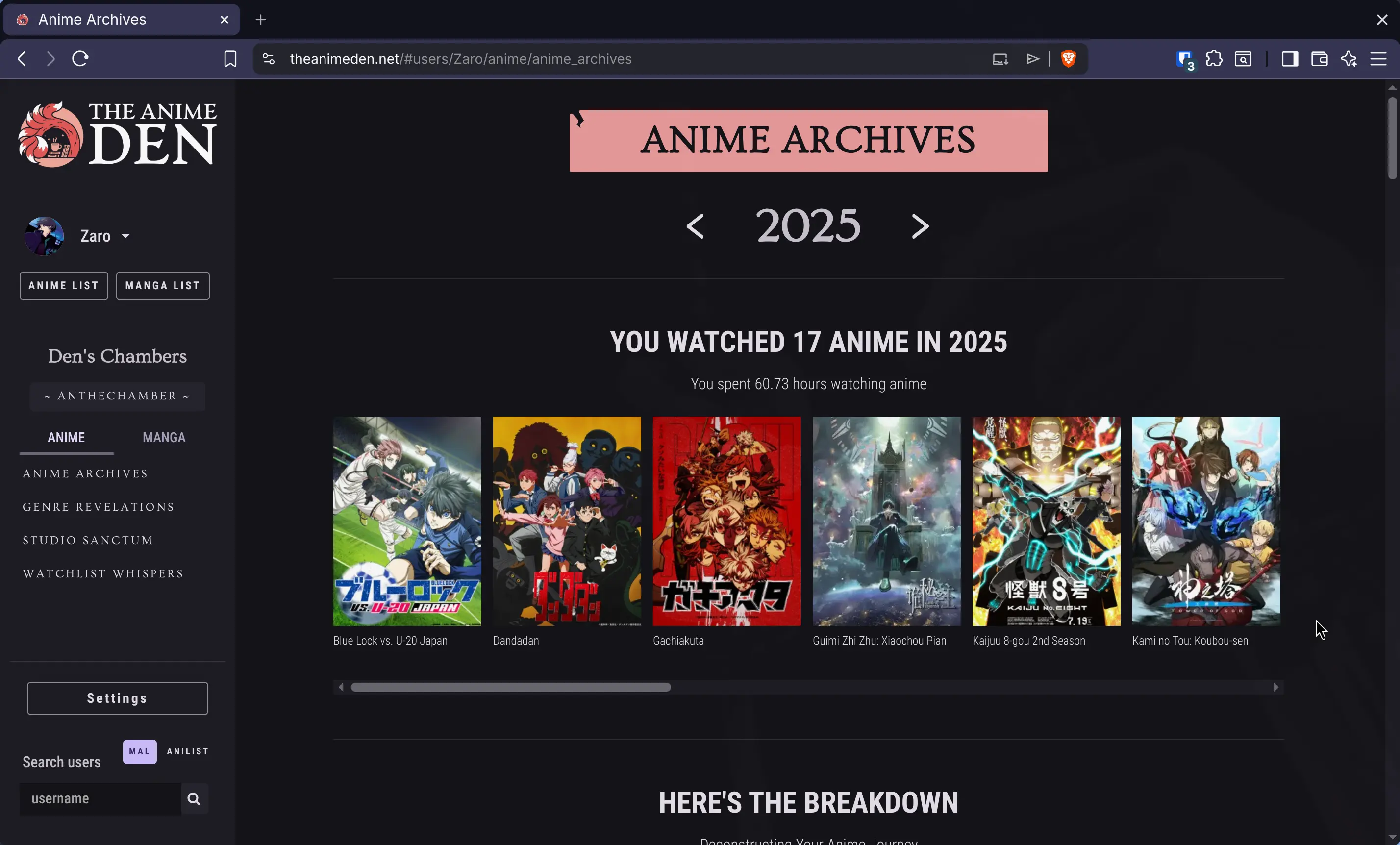 Anime Archives Interface
